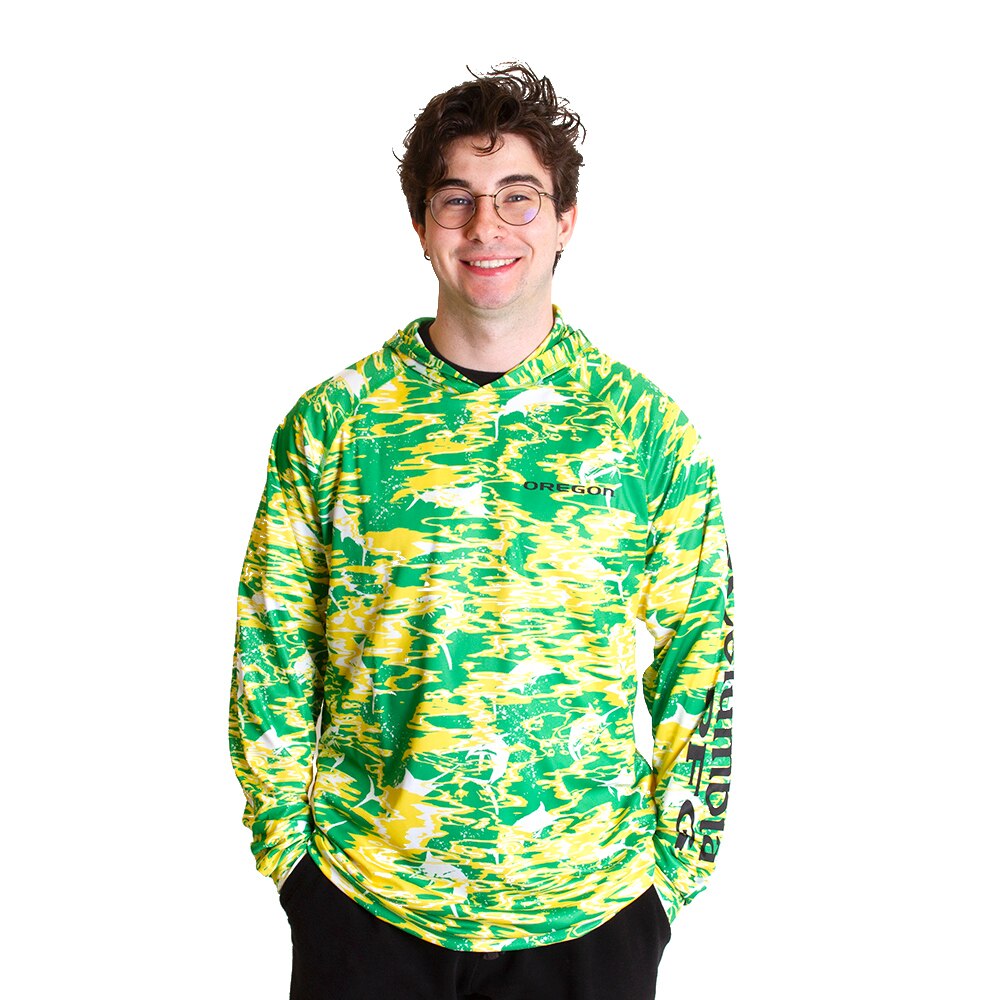 Oregon, Columbia, Green, Long Sleeve, Men, Rippled Print, CLG, Super Terminal Tackle, T-Shirt, 719932